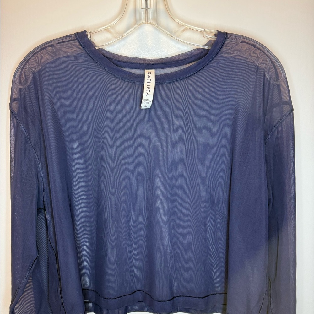 Athleta Circuit Mesh Navy Top